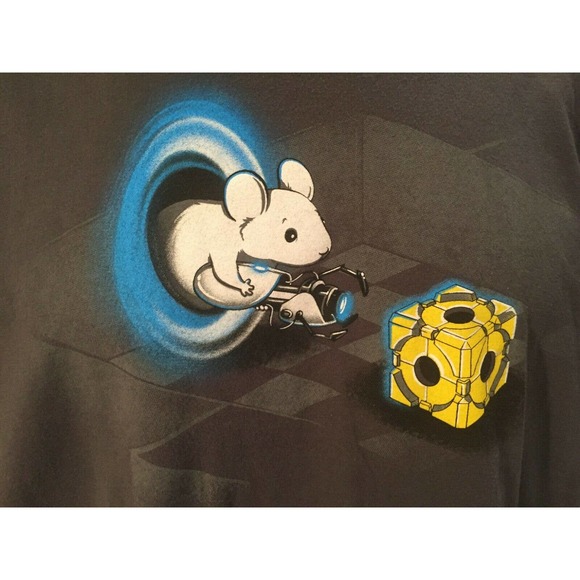 3X Mens Shirt Woot Humor Mouse Front Back Head/Tail Portal Game Cheese Block - Picture 1 of 6